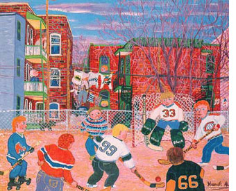 Une partie de hockey, avenue Maréchal, Montréal
